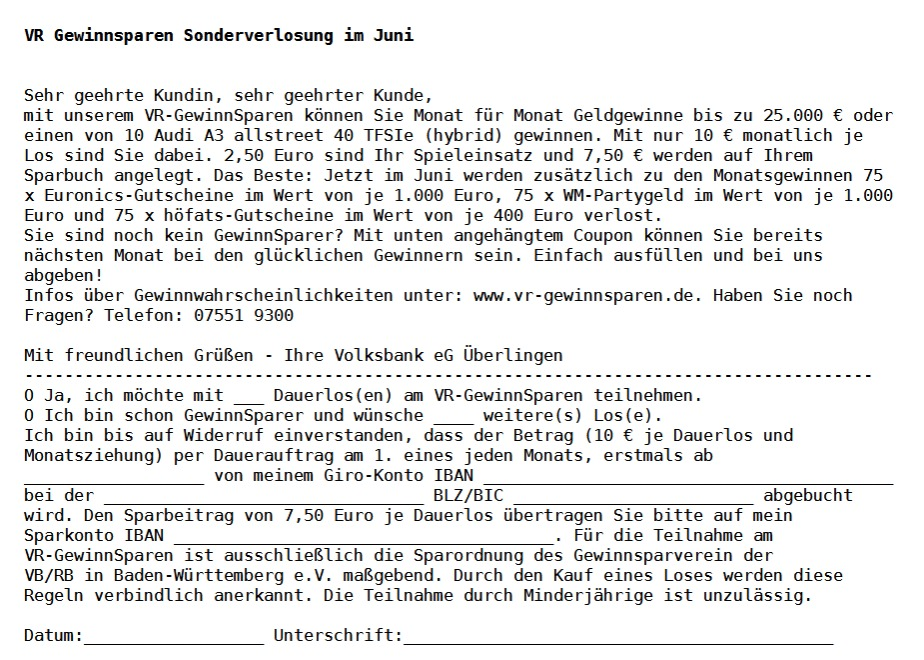 Unfinanz 07/2026: VR-GewinnSparen